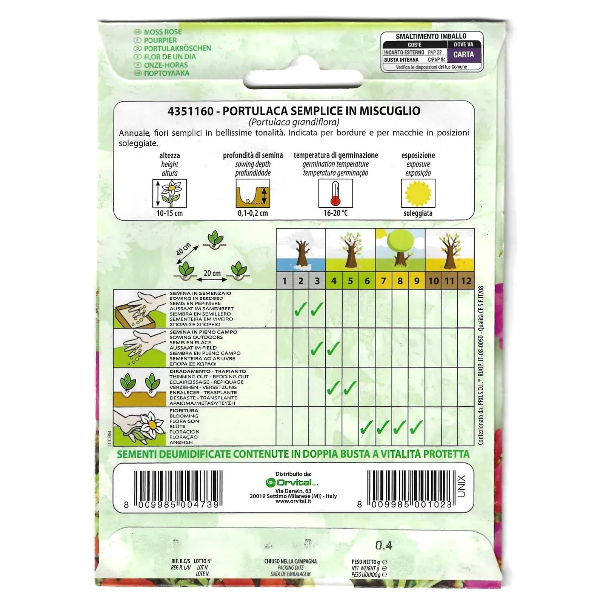 Semi di Portulaca Semplice MIX FLORTIS