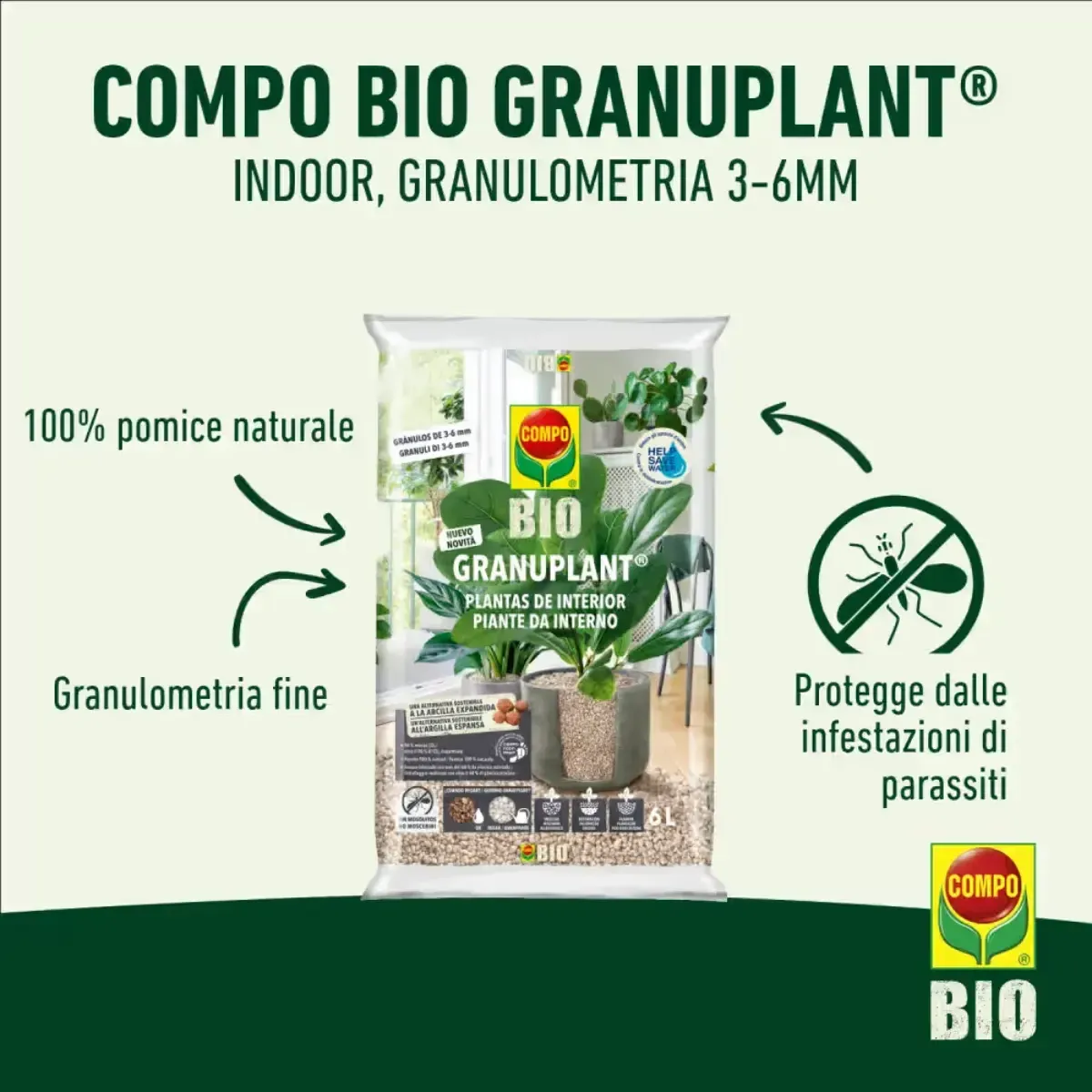 Granuplant da Interno Pomice Fine COMPO BIO