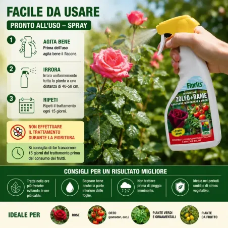 Fungicida Integratore Zolfo e Rame Pronto FLORTIS