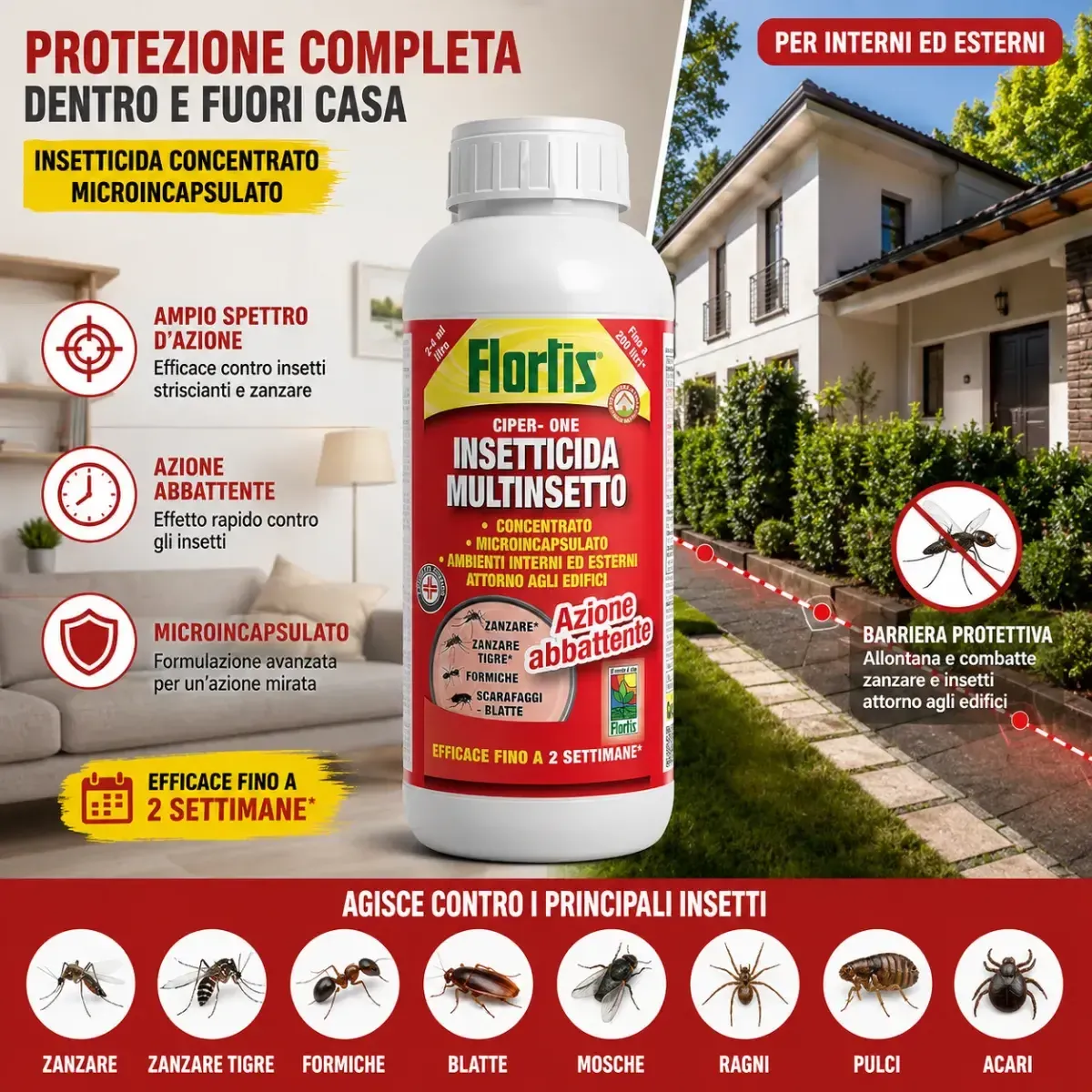 Insetticida Zanzare Multinsetto Per Giardino FLORTIS