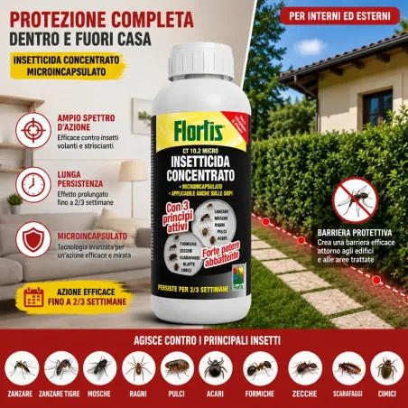 Insetticida Zanzare Concentrato per Giardino Lunga Durata FLORTIS