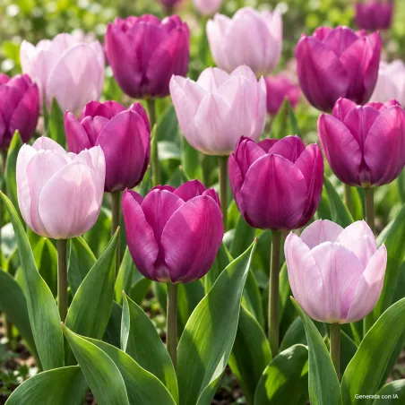 Tulipani Candy Purple Prince Mix in fiore – immagine generata con IA