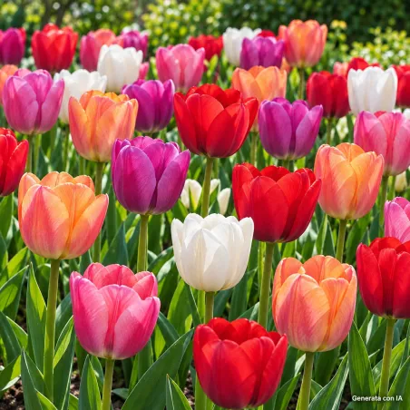 Tulipani Glowing with Pride in fiore – immagine generata con IA