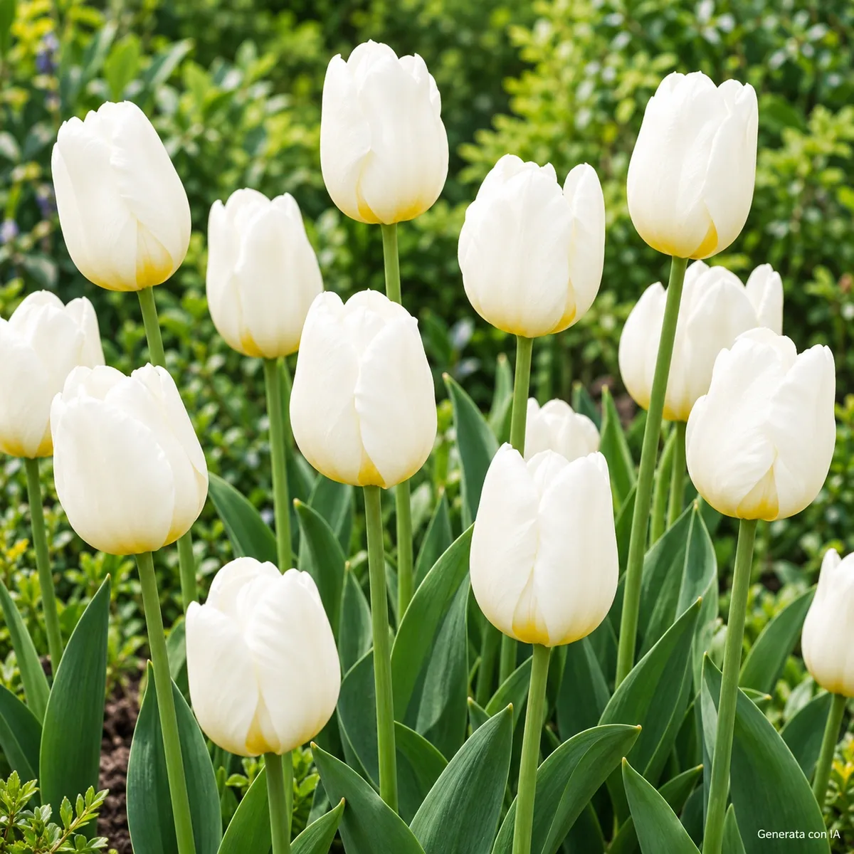 Tulipani Triumph Bianco in fiore – immagine generata con IA