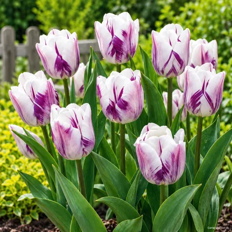 Tulipani Flaming Flag in fiore – immagine generata con IA