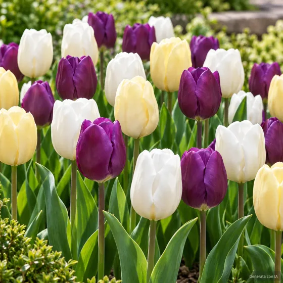 Tulipani Prince Mix in fiore – immagine generata con IA