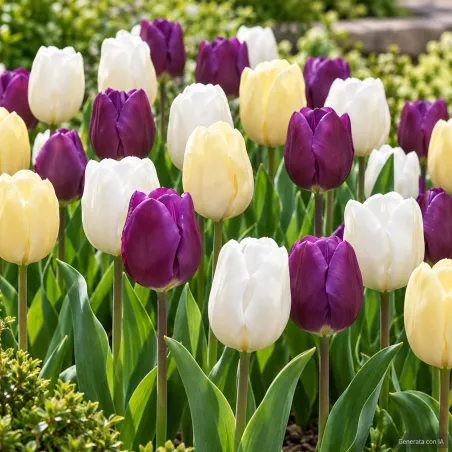 Tulipani Prince Mix in fiore – immagine generata con IA