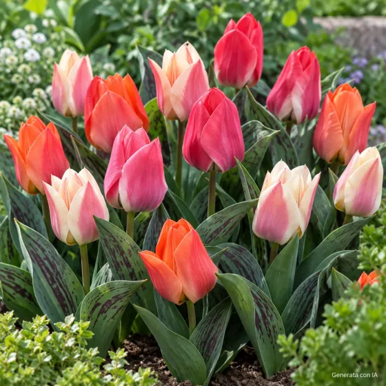 Tulipani Greigii Mix in fiore – immagine generata con IA