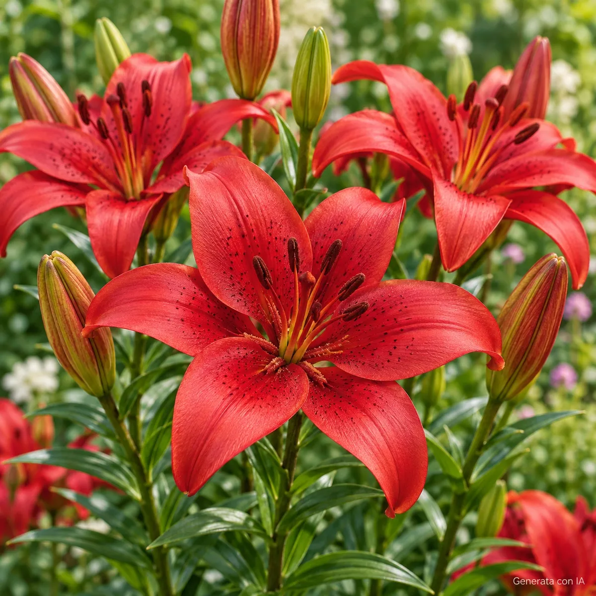 Lilium Rosso Asiatico in fiore – immagine generata con IA