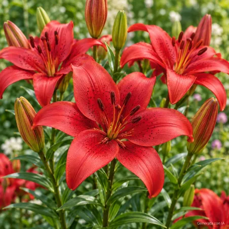 Lilium Rosso Asiatico in fiore – immagine generata con IA