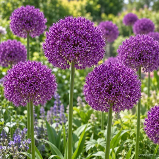 Allium Purple Rain in fiore – immagine generata con IA