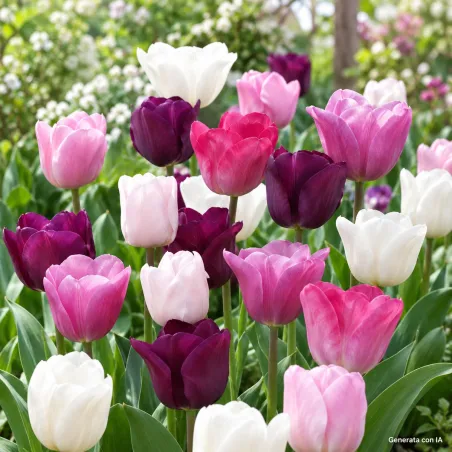 Tulipani Pastello Mix in fiore - immagine generata con IA