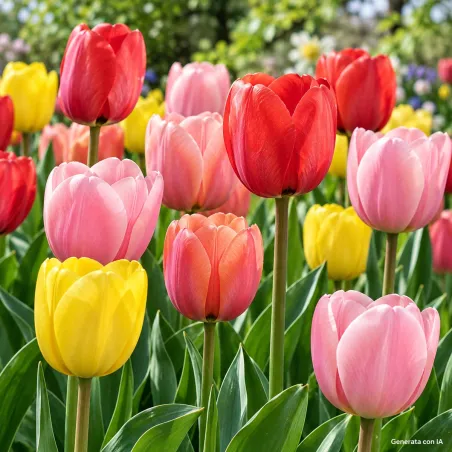 Tulipani Ibridi di Darwin Mix in fiore - immagine generata con IA