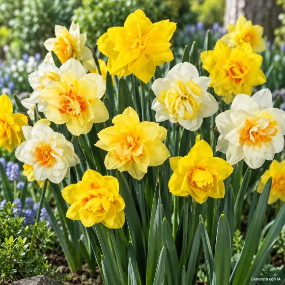 Narcisi doppi mix in fiore - immagine generata con IA