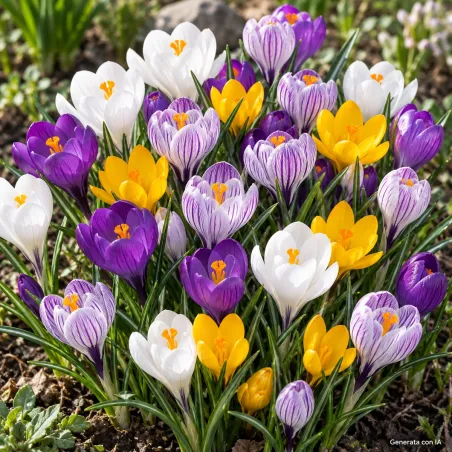 Crocus a fiore grande mix in fiore - immagine generata con IA