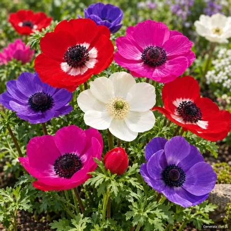 Anemone coronaria De Caen Mix in fiore - immagine generata con IA