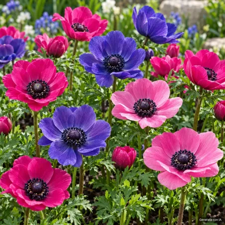 Anemone coronaria viola rosa mix in fiore
