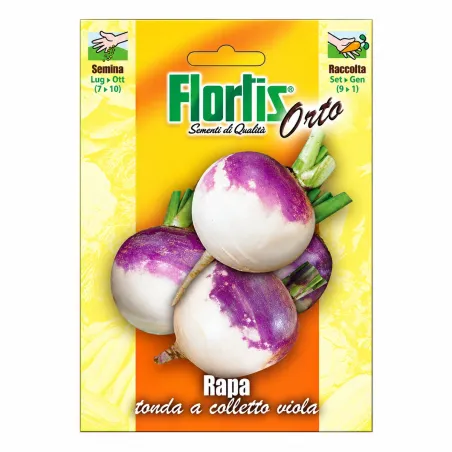 Bustina di semi di Rapa Tonda a Colletto Viola Flortis