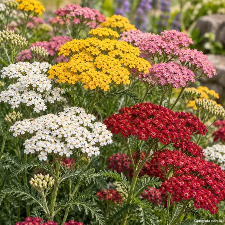 Achillea Millefoglie in miscuglio con infiorescenze bianche, gialle, rosa e rosse
