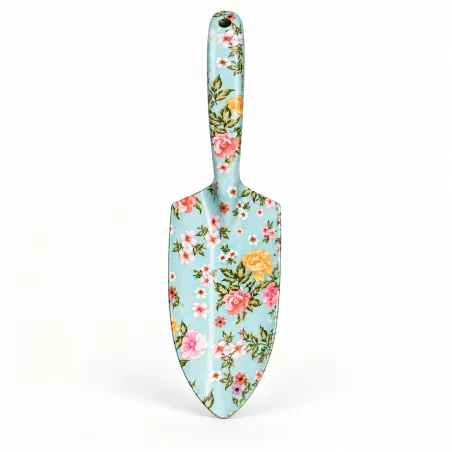 Paletta floreale Rose in metallo VERDEMAX, fondo celeste con motivi floreali, 27 cm
