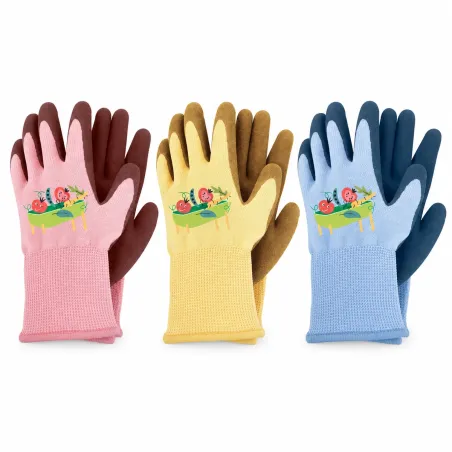 Guanto da Giardino Bimbo VERDEMAX Junior nei colori Rosa, Giallo e Azzurro